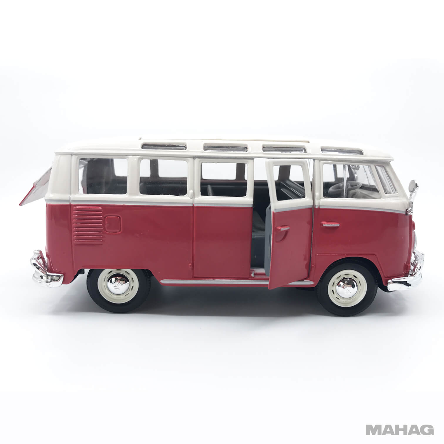 Maisto VW Bus Samba Originalgetreues Modellauto VW T1 mit Vordertür zum Öffnen, 