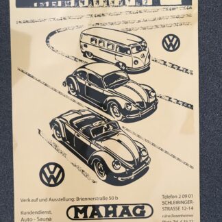 Poster Hochglanz Werbung MAHAG Volkswagen Generalvertretung 1950