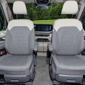 Second Skin ® für zwei Fahrerhaussitze (nur für Drehsitze) in den VW T7 California, Design "Mèlange Raven/Sandwick"